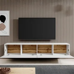 Tv Meubels-Meubella - TV-Meubel Asilento - Mat wit - 180 cm