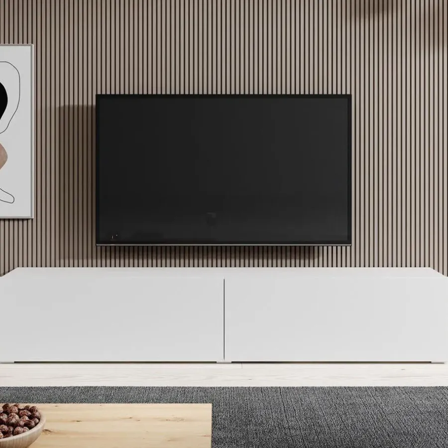 Tv Meubels-Meubella - TV-Meubel Asilento - Mat wit - 180 cm