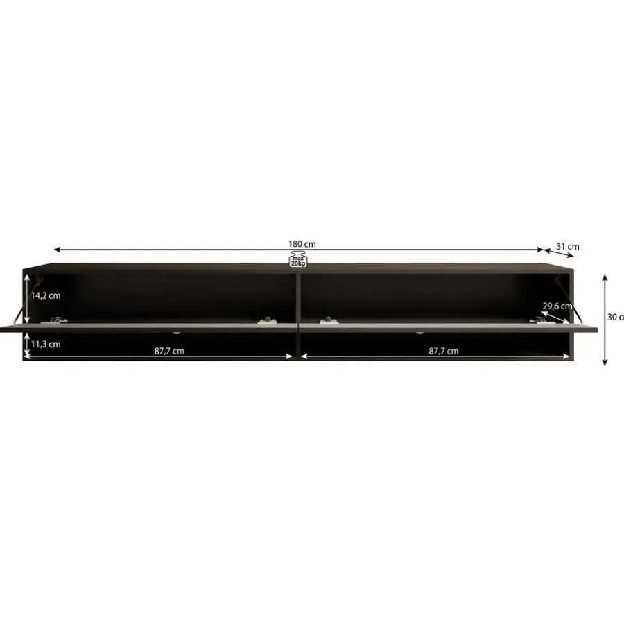 Meubella - TV-Meubel Asino - Zwart Visgraat - 180 cm