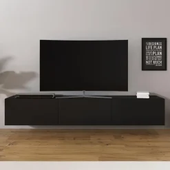 Tv Meubels-Meubella - TV-Meubel Bonzo - Mat Zwart - 180 cm
