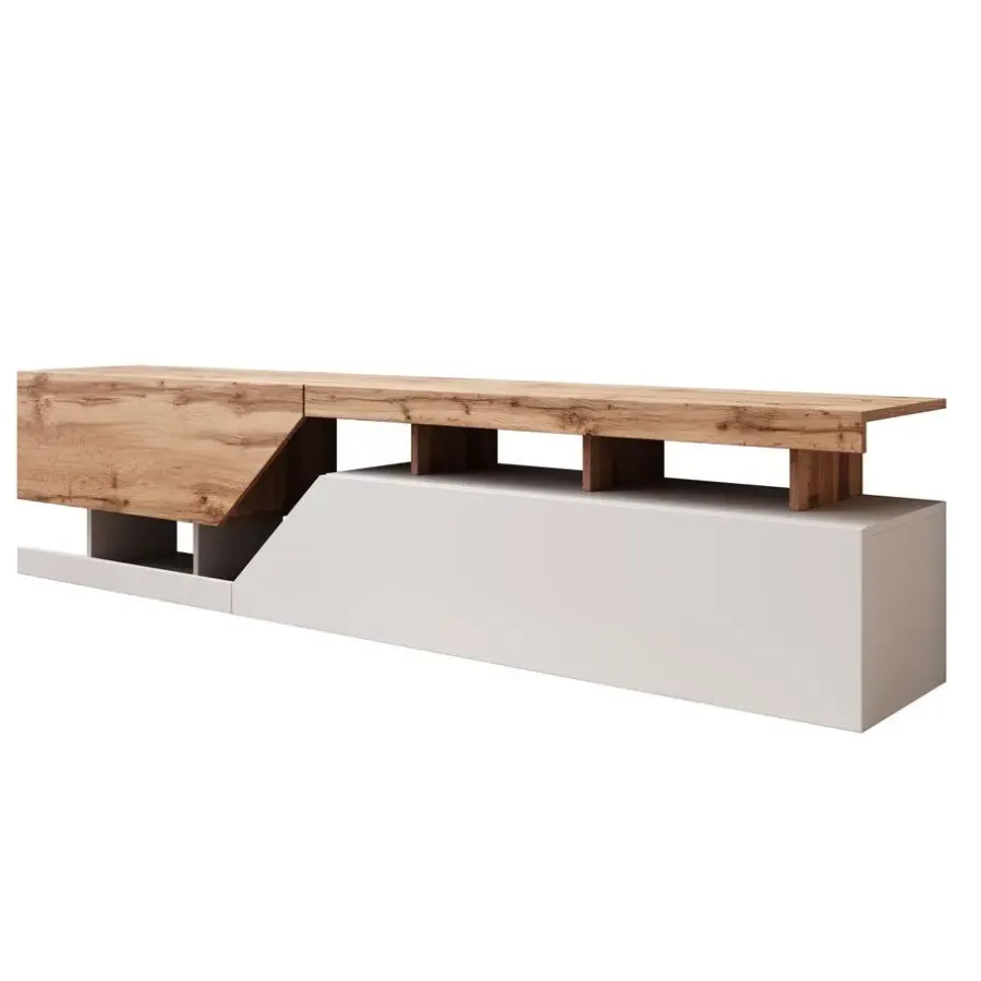 Meubella - TV-Meubel Canberra - Eiken - Wit - 200 cm