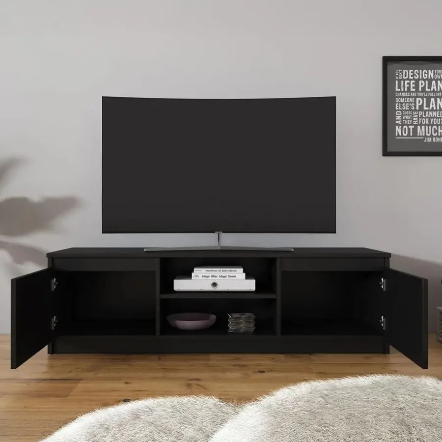Tv Meubels-Meubella - TV-Meubel Diaz - Mat Zwart - 120 cm