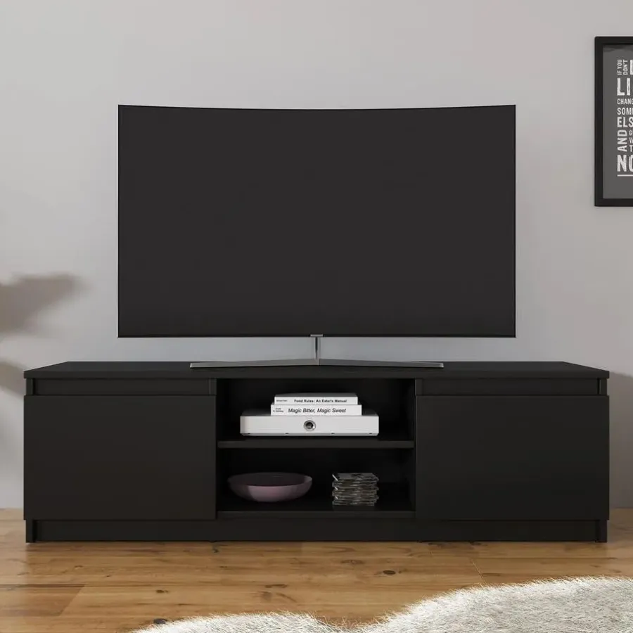Tv Meubels-Meubella - TV-Meubel Diaz - Mat Zwart - 120 cm