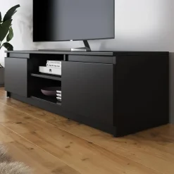 Tv Meubels-Meubella - TV-Meubel Diaz - Mat Zwart - 120 cm