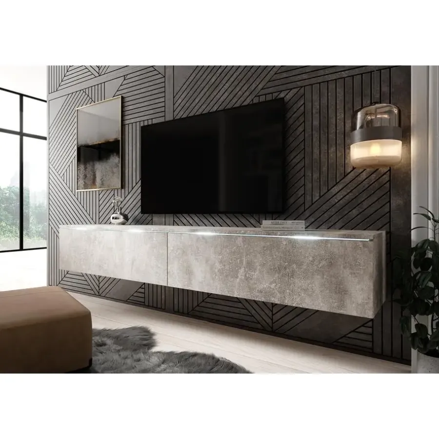 Tv Meubels-Meubella - TV-Meubel Dixon - Betonlook - 180 cm