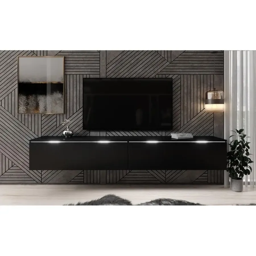 Tv Meubels-Meubella - TV-Meubel Dixon - Mat Zwart - 180 cm