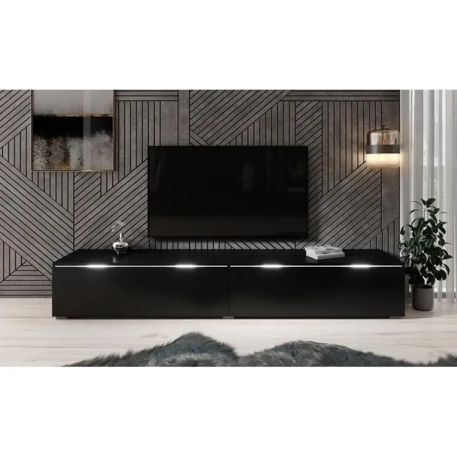 Tv Meubels-Meubella - TV-Meubel Dixon - Mat Zwart - 180 cm
