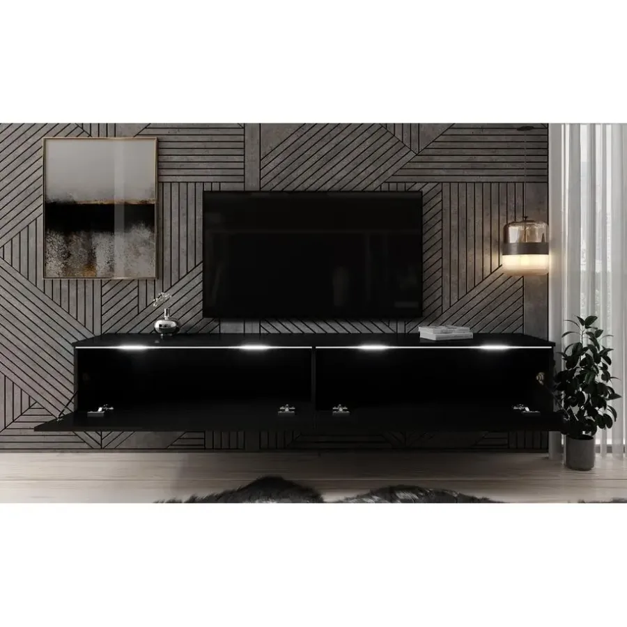 Tv Meubels-Meubella - TV-Meubel Dixon - Mat Zwart - 180 cm