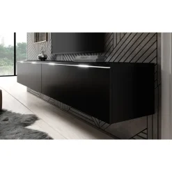 Tv Meubels-Meubella - TV-Meubel Dixon - Mat Zwart - 180 cm