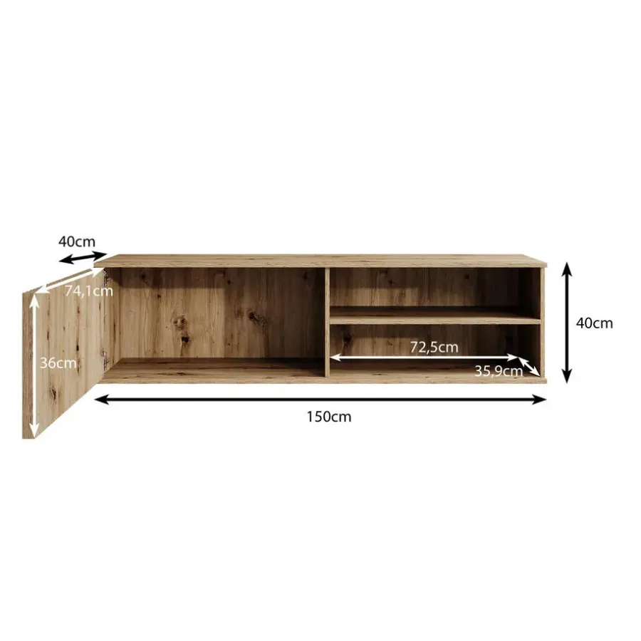 Meubella - TV-Meubel Evy - Eiken - 150 cm