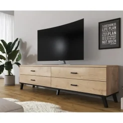 Meubella - TV-Meubel Jenny - Eiken - Zwart - 181 cm