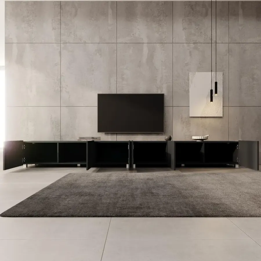 Meubella - TV-Meubel Kenderes - Zwart - 300 cm