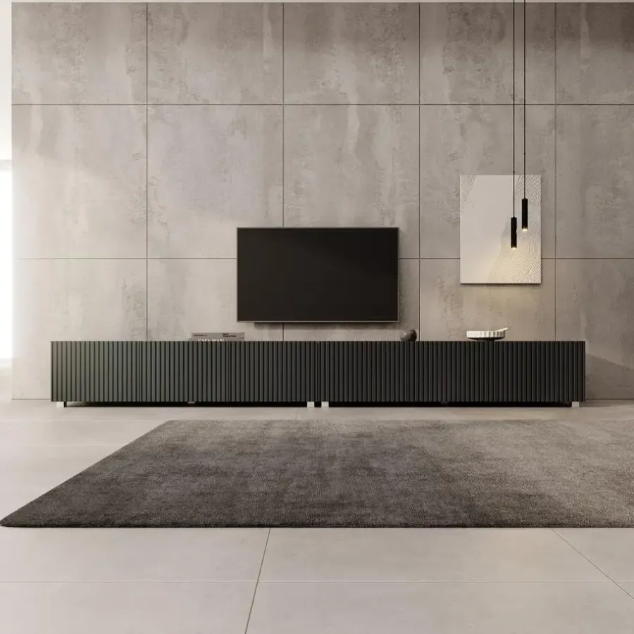 Meubella - TV-Meubel Kenderes - Zwart - 300 cm