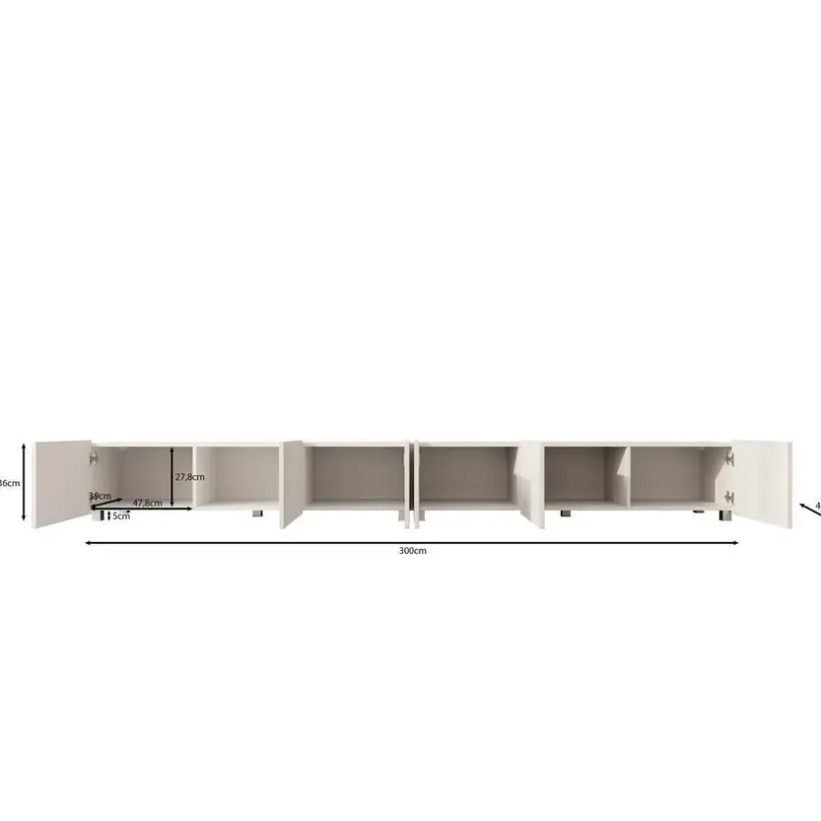 Meubella - TV-Meubel Kenderes - Zwart - 300 cm