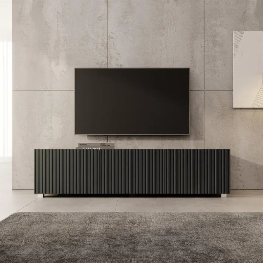 Meubella - TV-Meubel Kenderes - Zwart - 150 cm