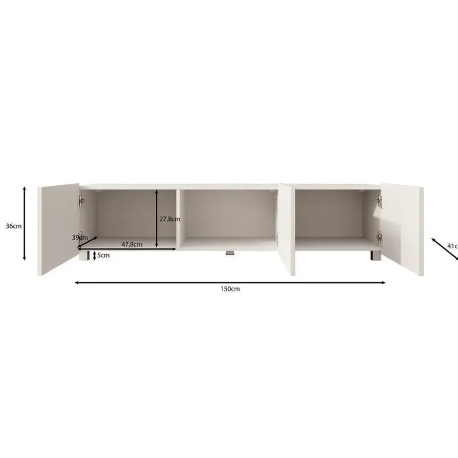 Meubella - TV-Meubel Kenderes - Zwart - 150 cm