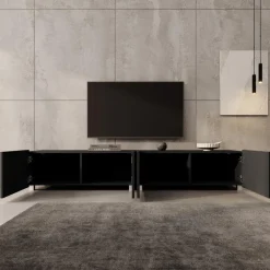 Meubella - TV-Meubel Kenderes - Zwart - 200 cm