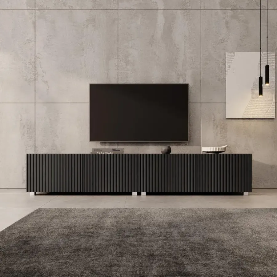 Meubella - TV-Meubel Kenderes - Zwart - 200 cm
