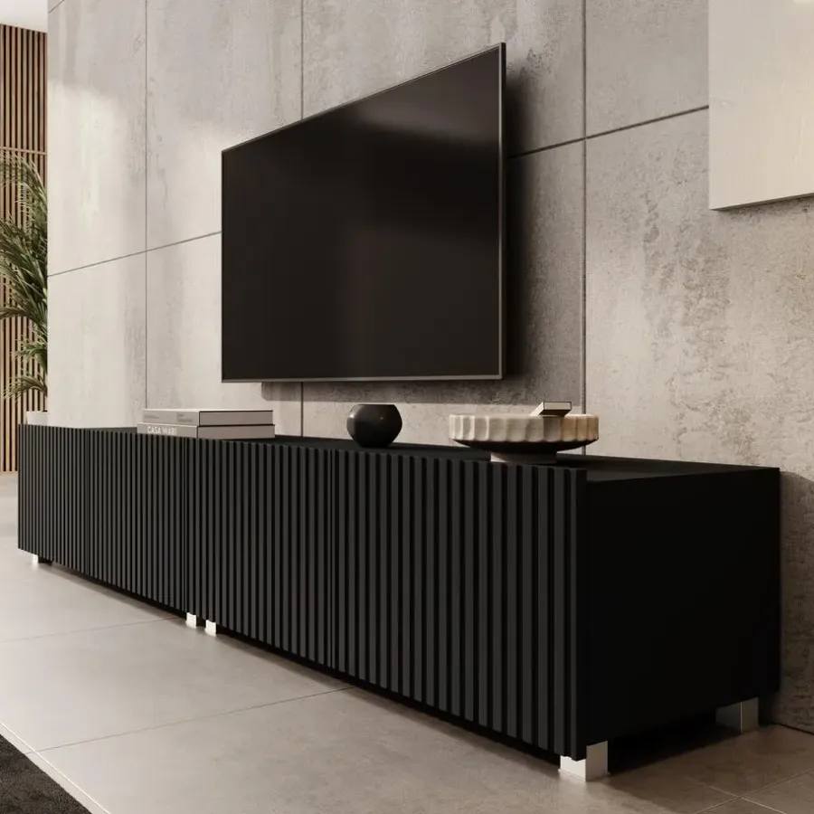Meubella - TV-Meubel Kenderes - Zwart - 200 cm