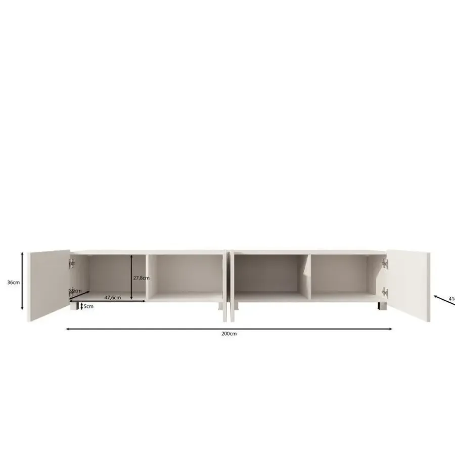 Meubella - TV-Meubel Kenderes - Zwart - 200 cm