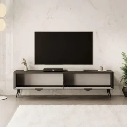 Tv Meubels-Meubella - TV-Meubel Lima - Zwart - 200 cm