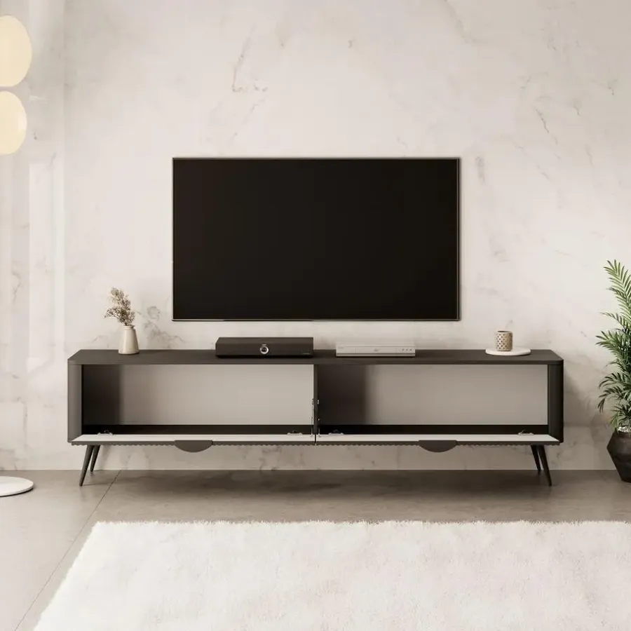 Tv Meubels-Meubella - TV-Meubel Lima - Zwart - 200 cm