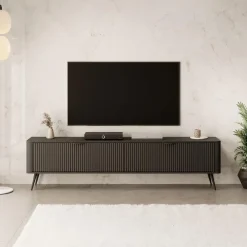 Tv Meubels-Meubella - TV-Meubel Lima - Zwart - 200 cm