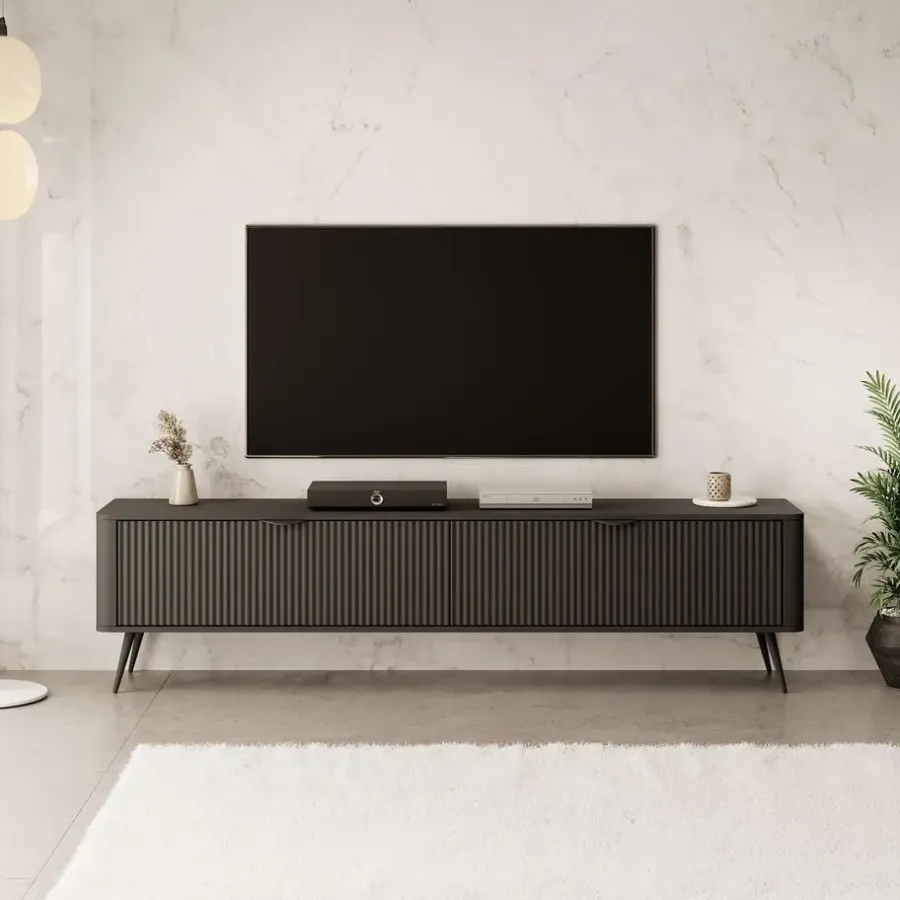 Tv Meubels-Meubella - TV-Meubel Lima - Zwart - 200 cm