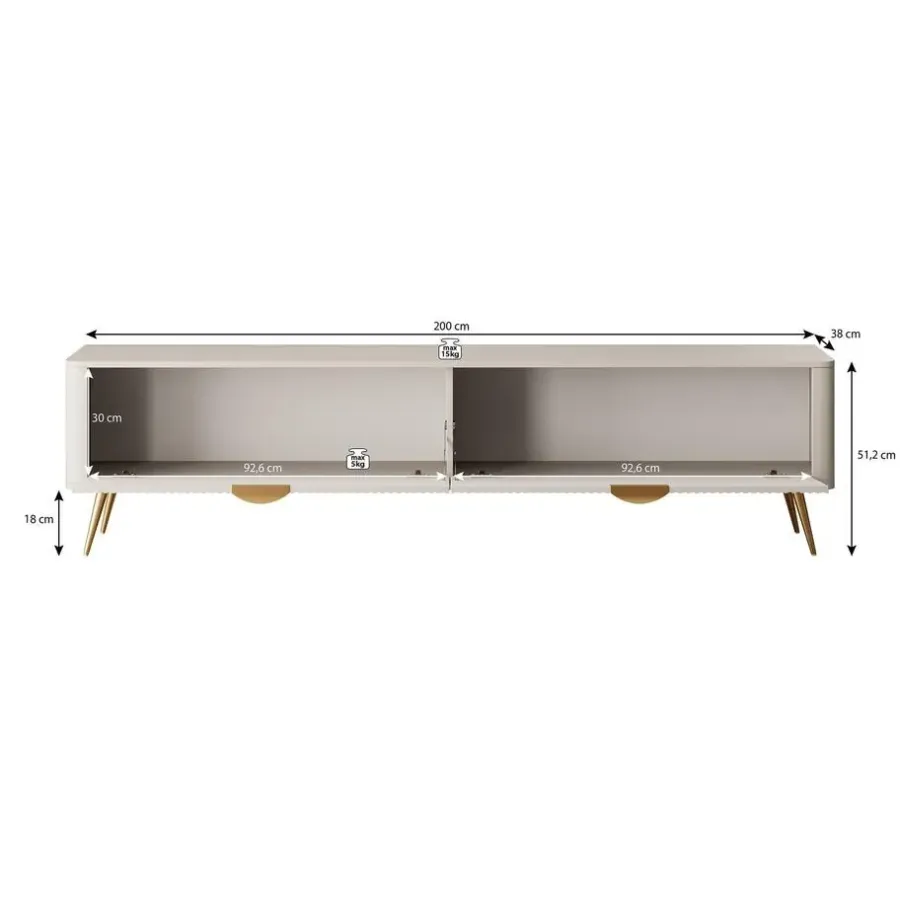 Tv Meubels-Meubella - TV-Meubel Lima - Zwart - 200 cm