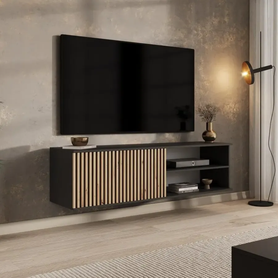 Tv Meubels-Meubella - TV-Meubel Marbella - Zwart - 150 cm