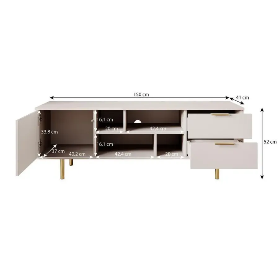 Meubella - TV-Meubel Nicola - Beige - 150 cm