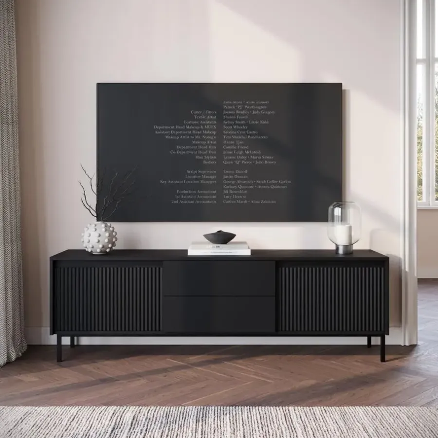 Tv Meubels-Meubella - TV-Meubel Orvana 2 - Zwart - 174 cm