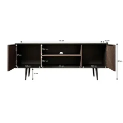 Tv Meubels-Meubella - TV-Meubel Pedro - Donker eiken - Zwart eiken - 150 cm