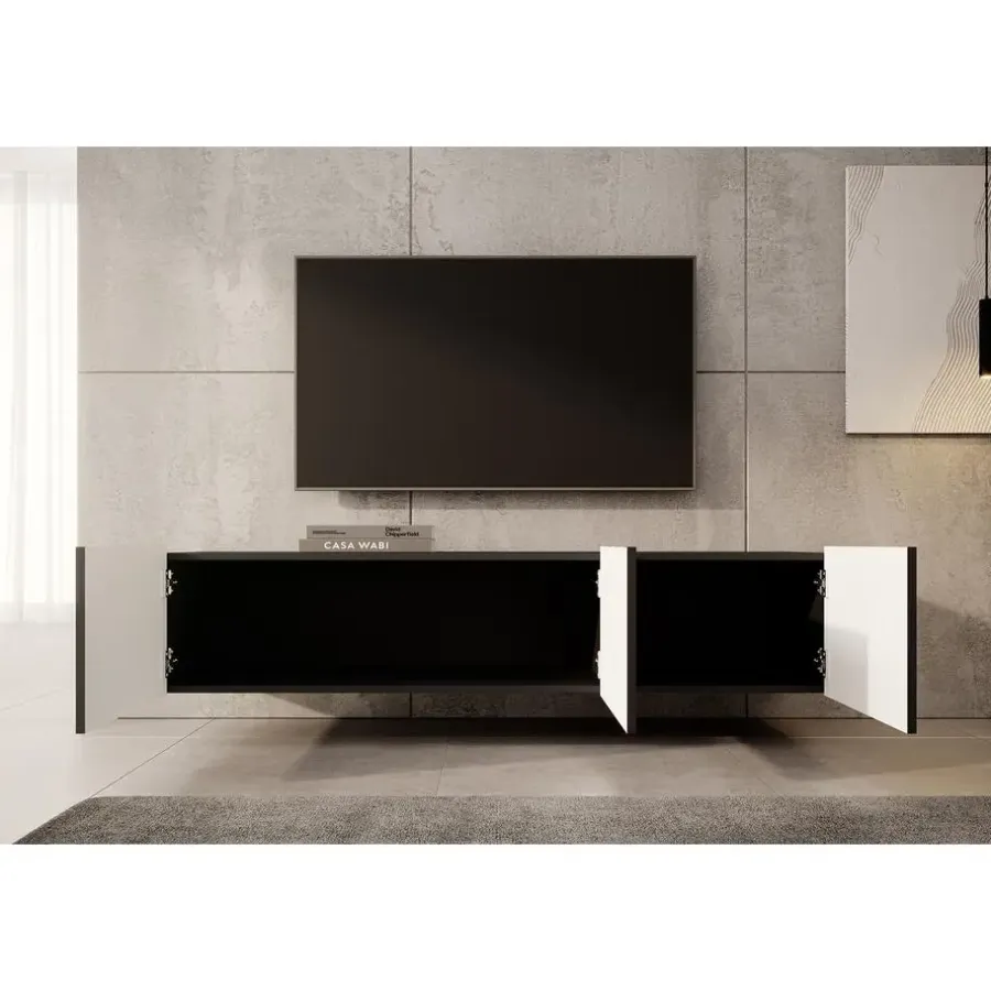 Tv Meubels-Meubella - TV-Meubel Pepinos - Mat zwart - 150 cm