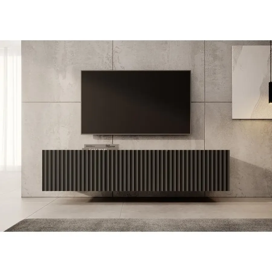 Tv Meubels-Meubella - TV-Meubel Pepinos - Mat zwart - 150 cm