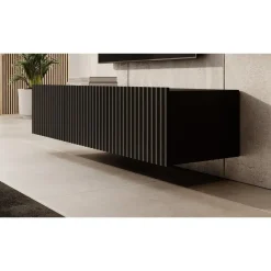 Tv Meubels-Meubella - TV-Meubel Pepinos - Mat zwart - 150 cm
