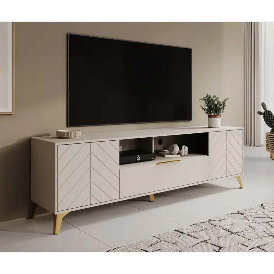 Tv Meubels-Meubella - TV-Meubel Xiano - Beige - 203 cm