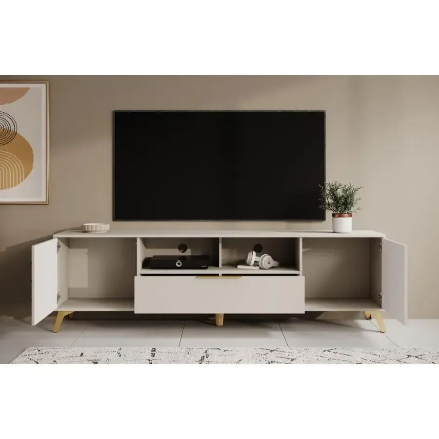 Tv Meubels-Meubella - TV-Meubel Xiano - Beige - 203 cm