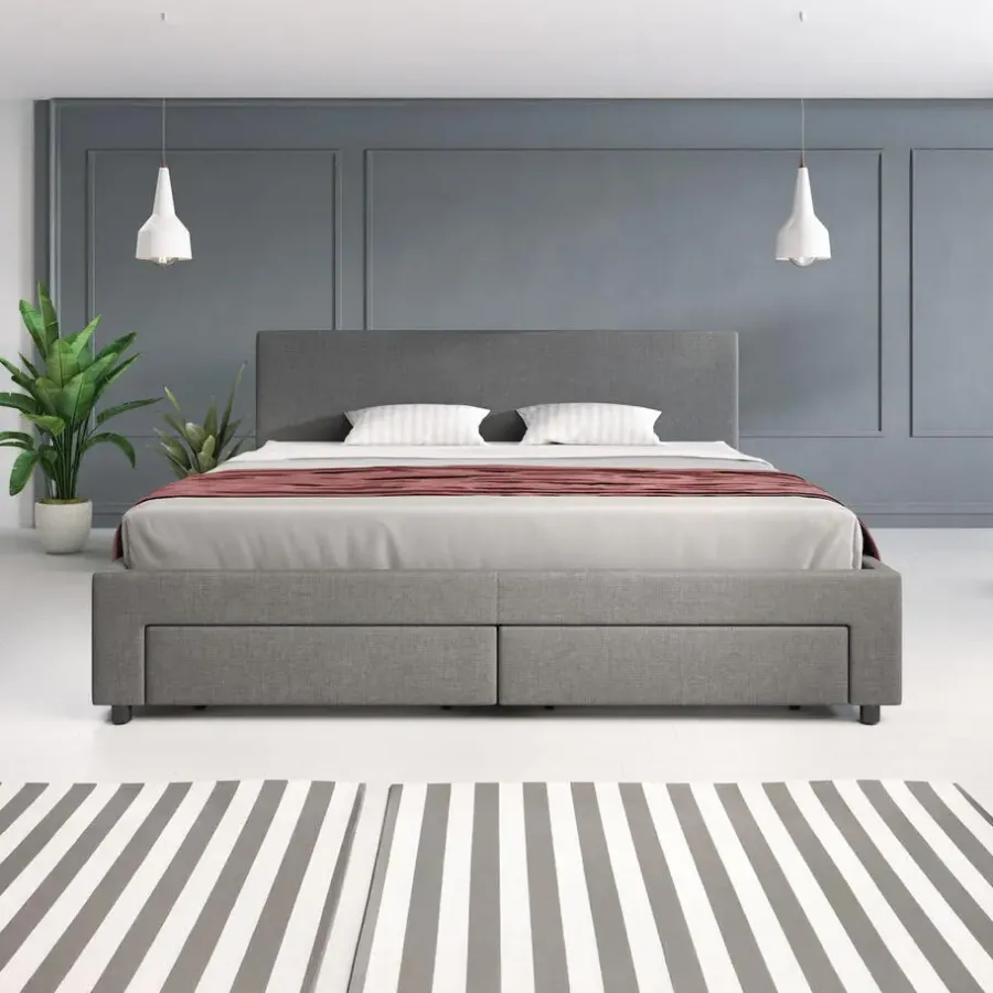 2-Persoons Bedden-Meubella - Tweepersoonsbed Suente - Grijs - 180x200 cm