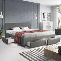 2-Persoons Bedden-Meubella - Tweepersoonsbed Suente - Grijs - 180x200 cm
