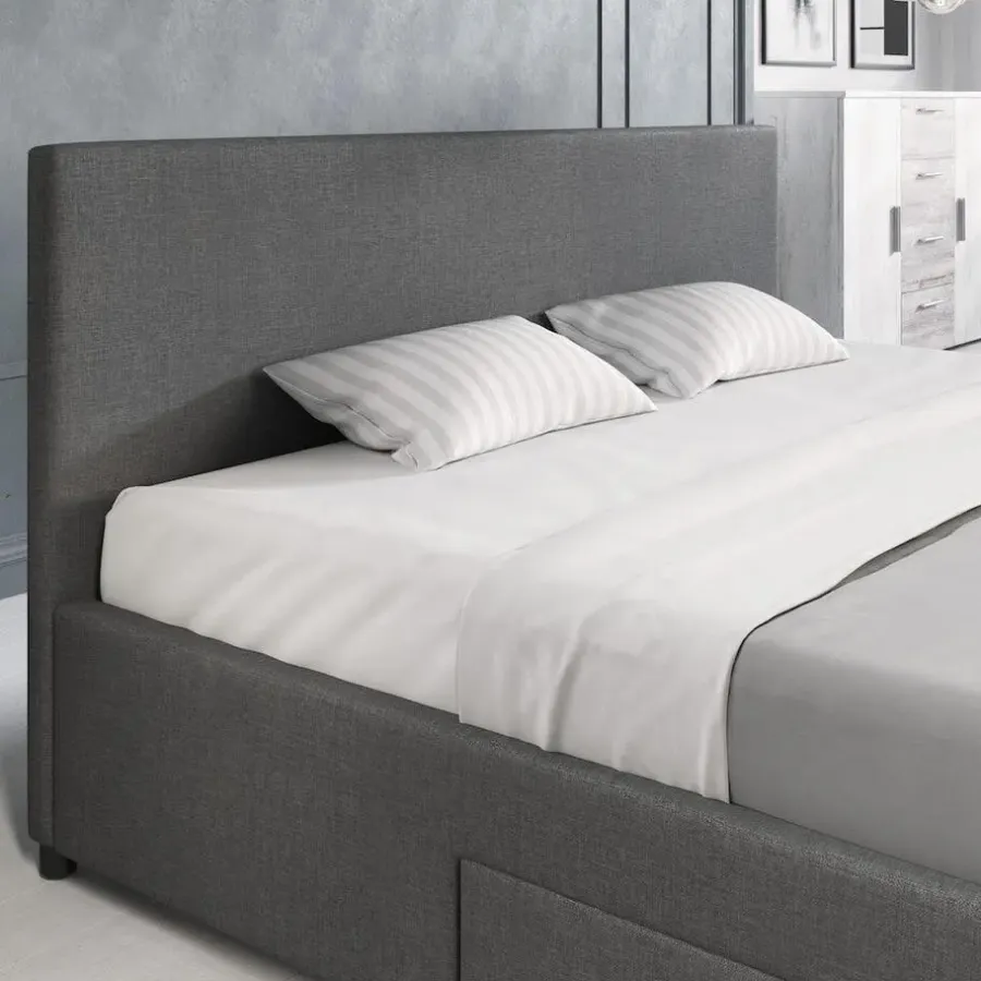2-Persoons Bedden-Meubella - Tweepersoonsbed Suente - Grijs - 180x200 cm