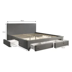 2-Persoons Bedden-Meubella - Tweepersoonsbed Suente - Grijs - 180x200 cm