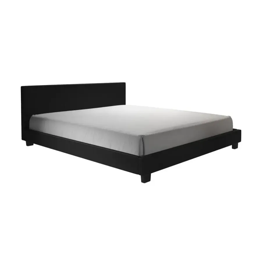 2-Persoons Bedden-Meubella - Tweepersoonsbed George - Zwart - 140x200 cm