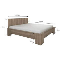 2-Persoons Bedden-Meubella - Tweepersoonsbed Monaco - Eiken - 160x200 cm