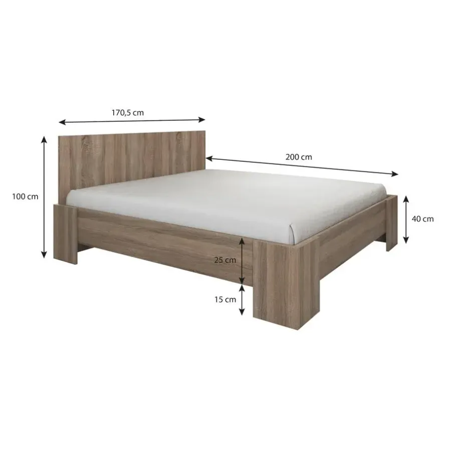 2-Persoons Bedden-Meubella - Tweepersoonsbed Monaco - Eiken - 160x200 cm