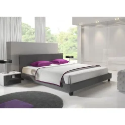 Meubella - Tweepersoonsbed George - Grijs - Stof - 140x200 cm