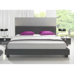 Meubella - Tweepersoonsbed George - Grijs - Stof - 140x200 cm