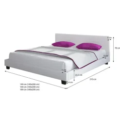 Meubella - Tweepersoonsbed George - Grijs - Stof - 140x200 cm