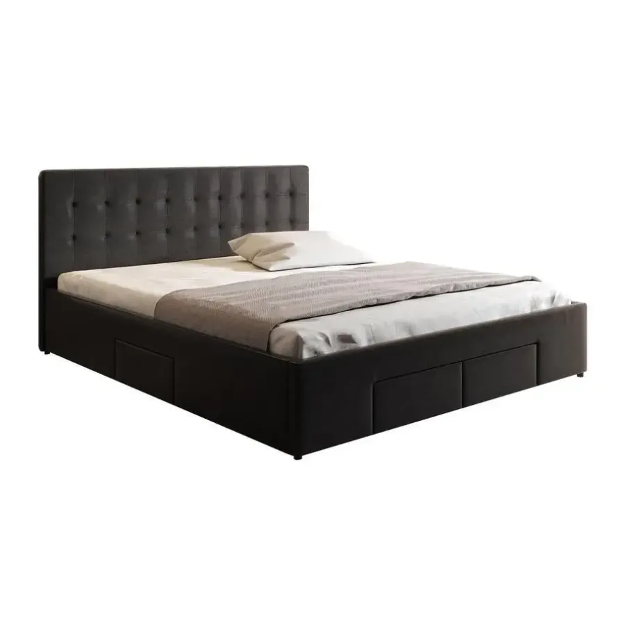 Meubella - Tweepersoonsbed Milo - Zwart - 160x200 cm