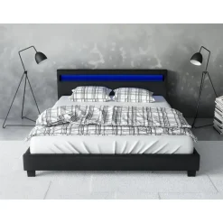 2-Persoons Bedden-Meubella - Tweepersoonsbed Paris - Zwart - 160x200 cm